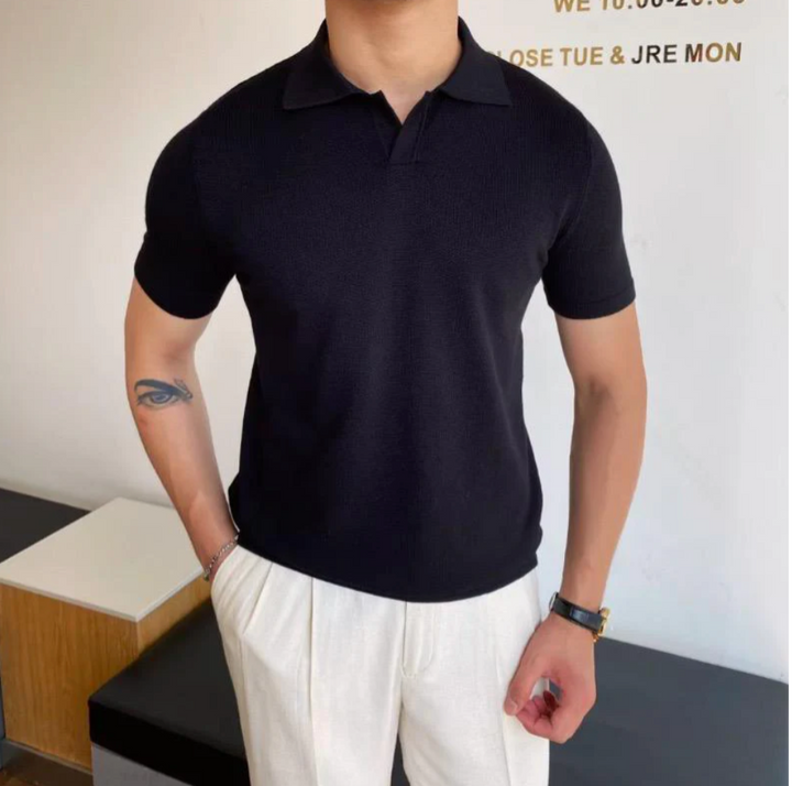 Vannes V-Neck Polo Black