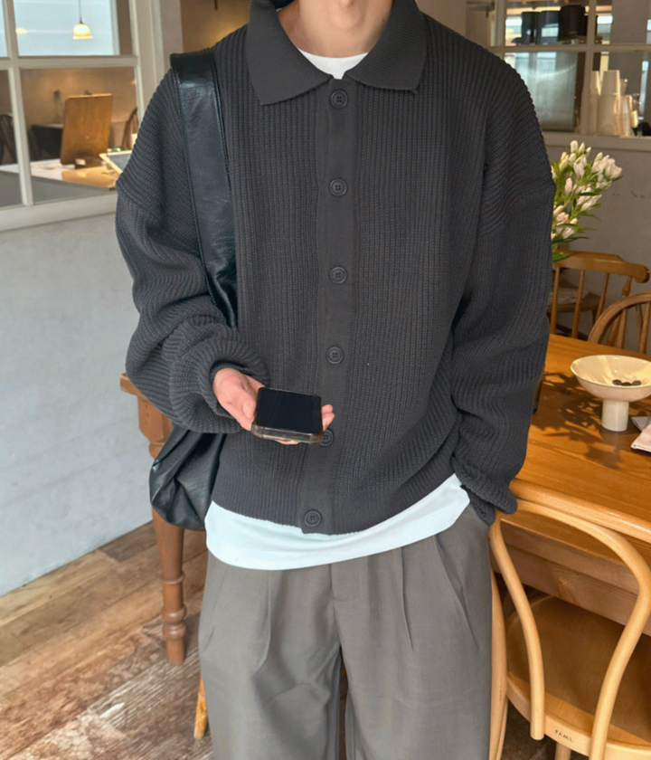 The Seveso Collar Knit Cardigan Black