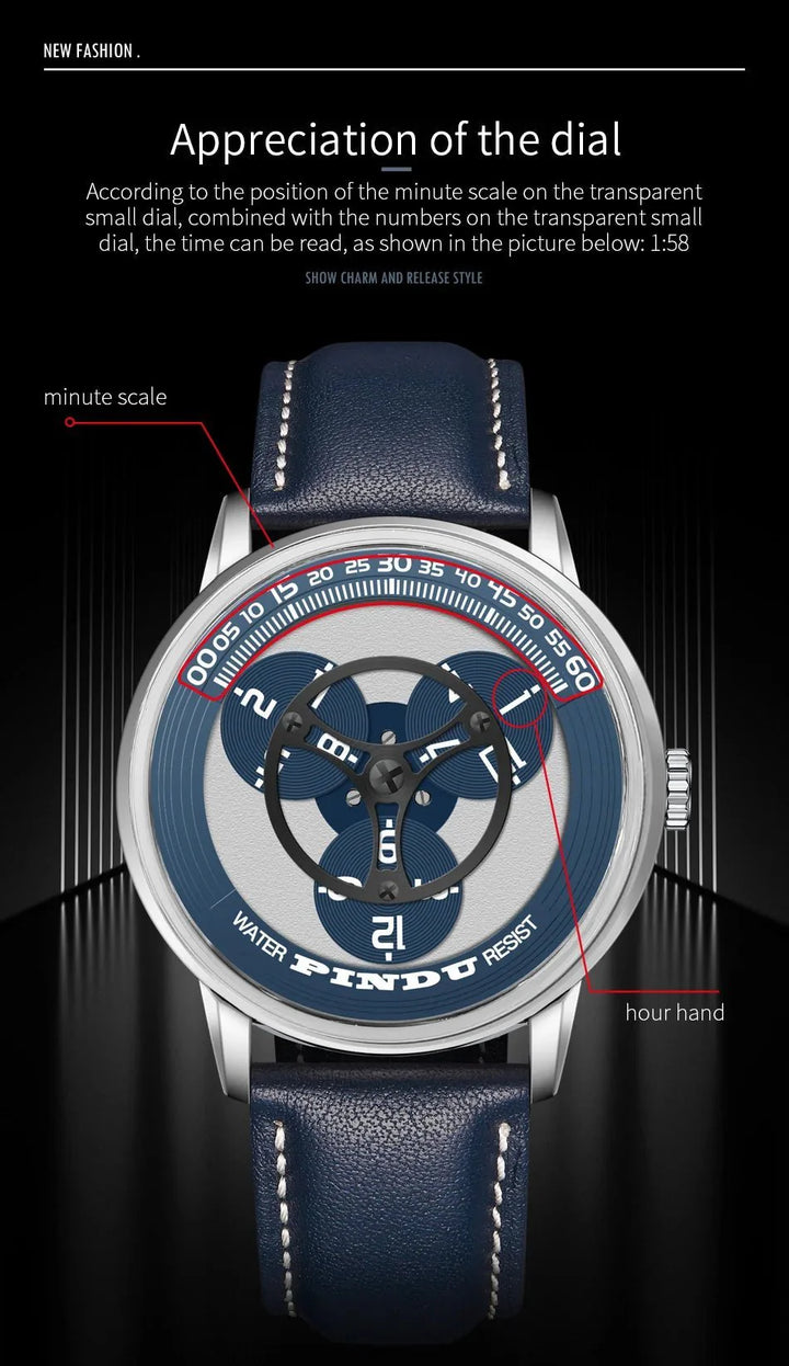 PINDU Men's Watch: European Business Design with Luminous Waterproof Features