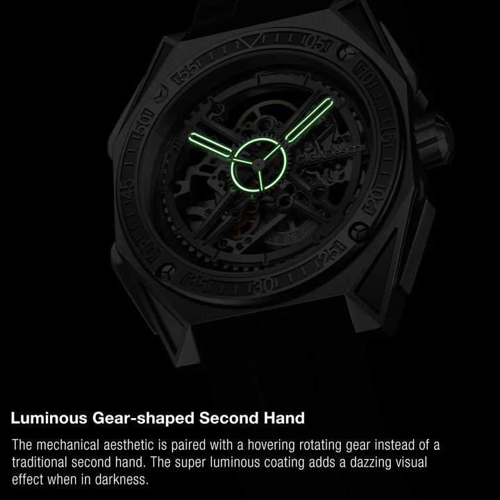 CIGA Design Men's Watch: 3-in-1 Titanium Skeleton with Fluororubber Strap