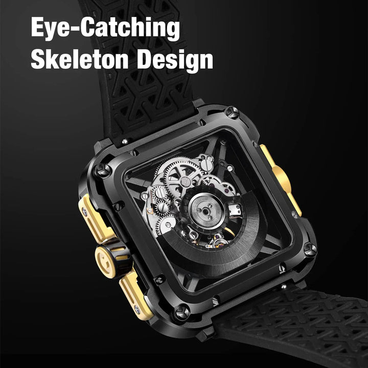 CIGA Design X Series Men's Watch: Titanium Gold Skeleton with Two Straps