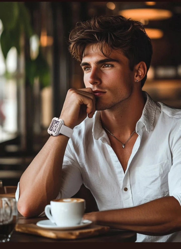 CIGA Design X Series Couple Watch: White Ceramic Skeleton with Luminous Design