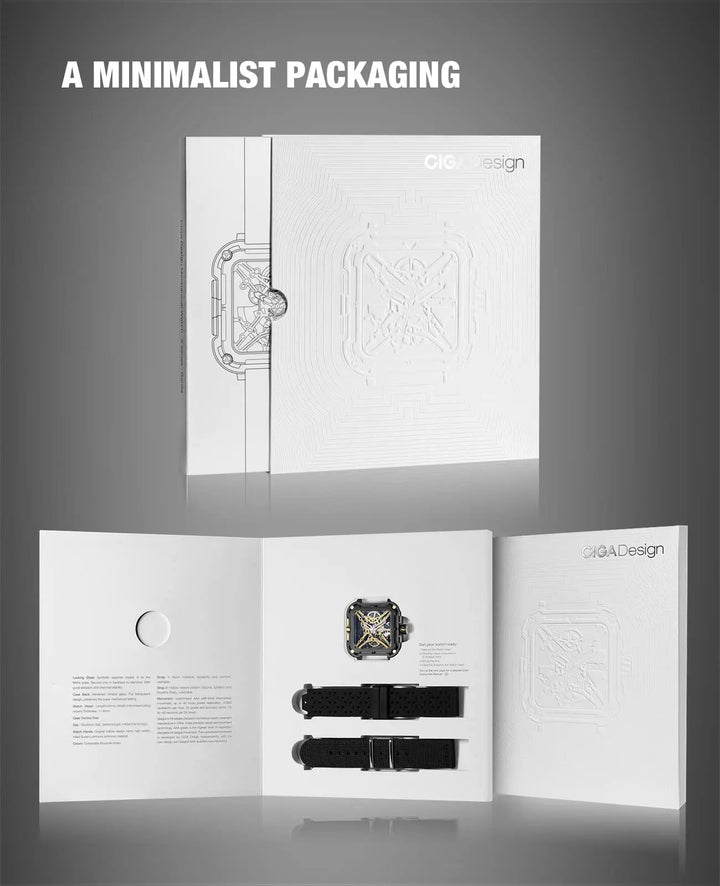 CIGA Design X Series Men's Watch: Titanium Gold Skeleton with Two Straps