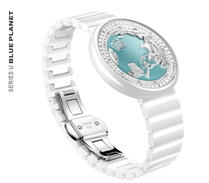 CIGA Design U Series Women's Watch: Blue Planet Ice Age Ceramic Strap