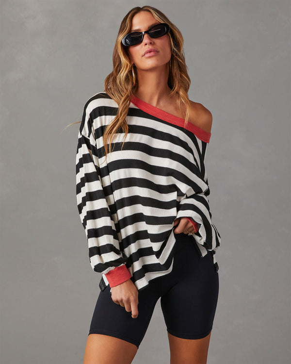 Morwenna Striped Long Sleeve Top Black Combo
