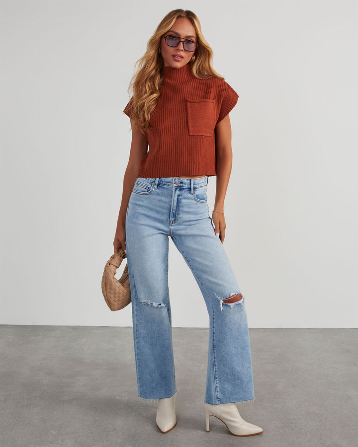 Brooke Mock Neck Short Sleeve Sweater