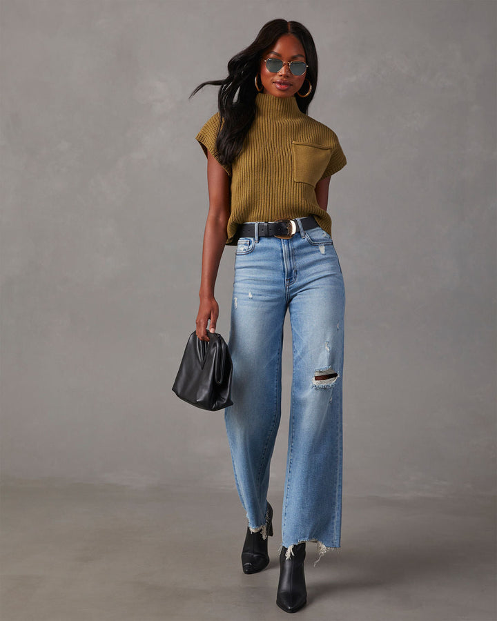 Brooke Mock Neck Short Sleeve Sweater