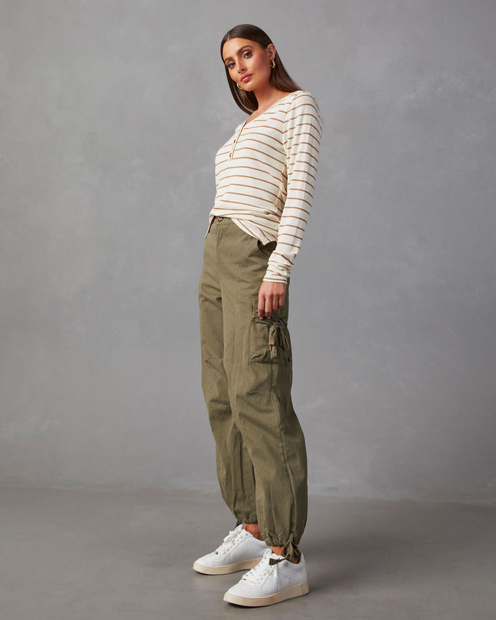 Suzanne Ribbed Knit Henley Top