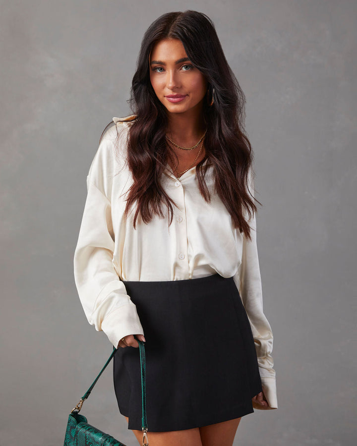 Kielan Satin Button Down Top