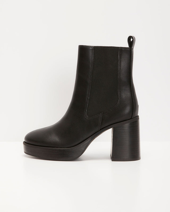Teo Faux Leather Platform Heeled Boots