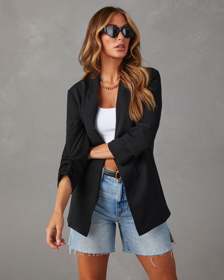 Uptown Girl Pocketed Blazer Black