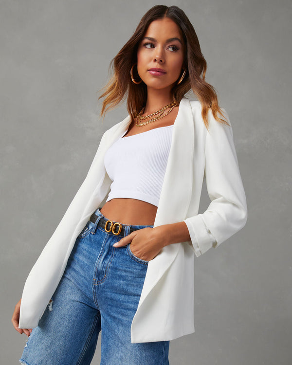 Uptown Girl Pocketed Blazer White