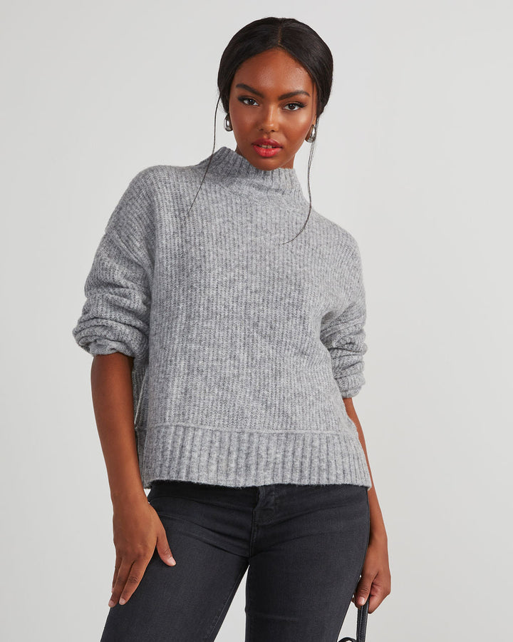 Same Energy Marled Mock Neck Sweater Heather Grey