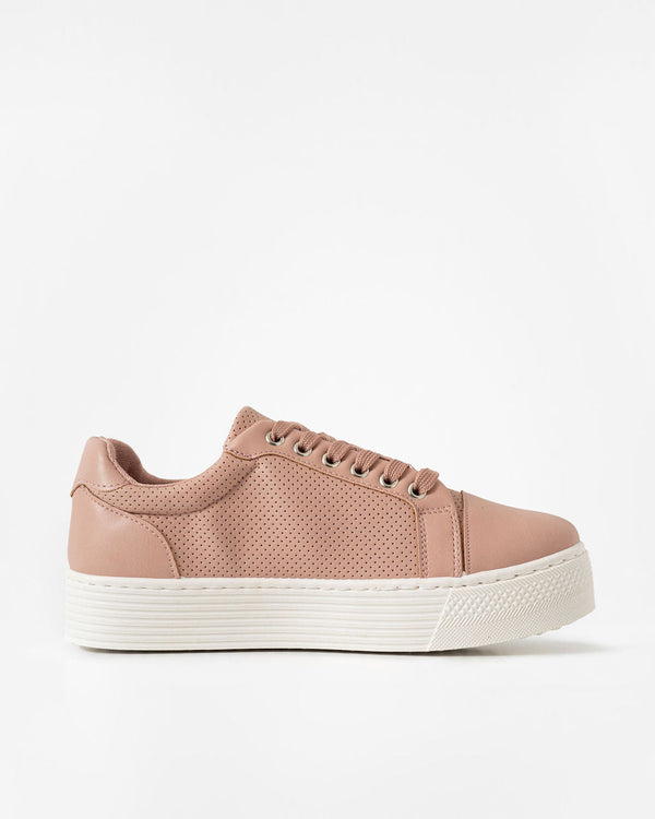 Willis Perforated Platform Sneakers Blush