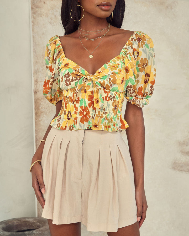 Adriana Floral Smocked Crop Top