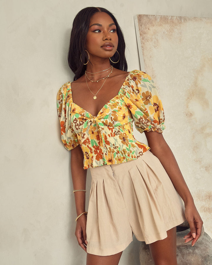 Adriana Floral Smocked Crop Top Floral