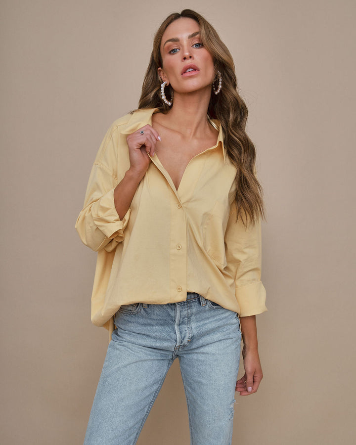 Federica Cotton Button Down Top Yellow