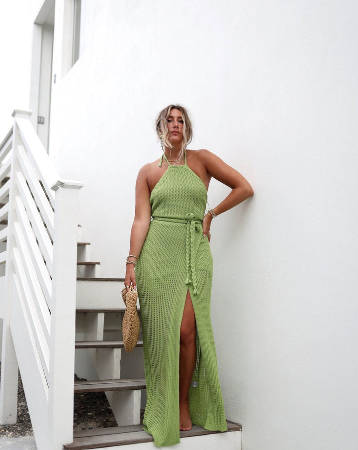 By The Sea Crochet Wrap Maxi Dress