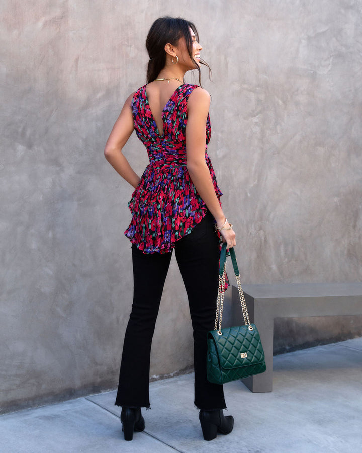 Perfect Lover Floral Pleated Top