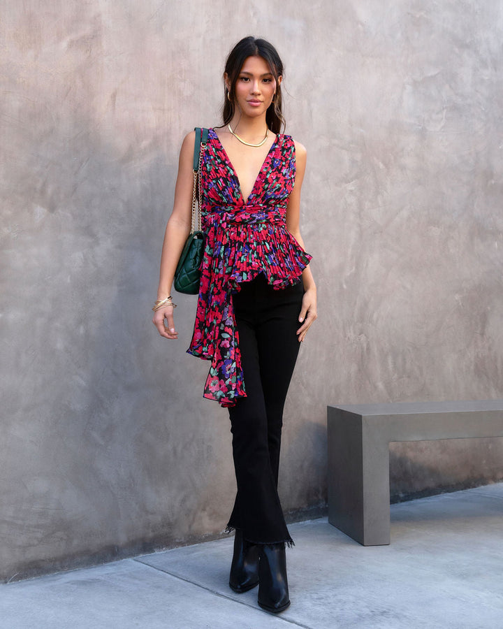 Perfect Lover Floral Pleated Top
